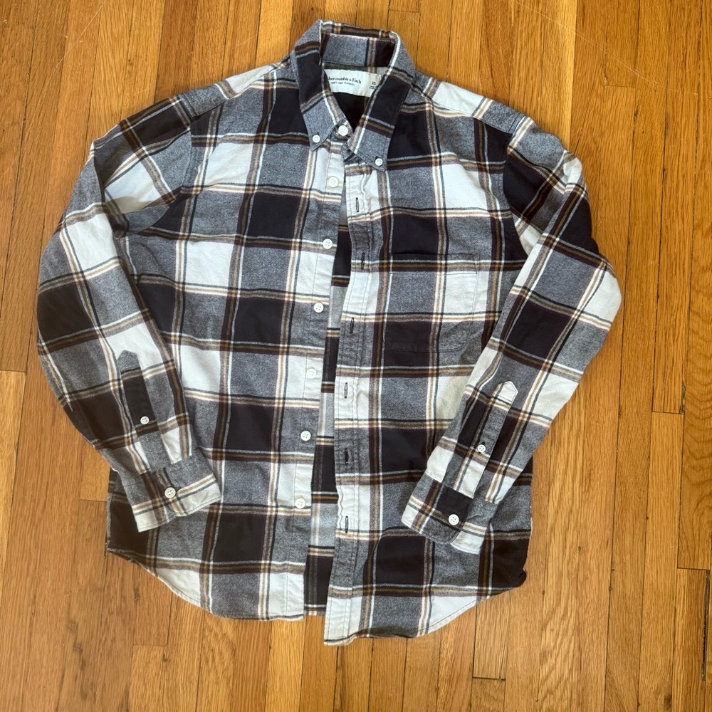 Abercrombie & Fitch Navy and White Plaid Shirt